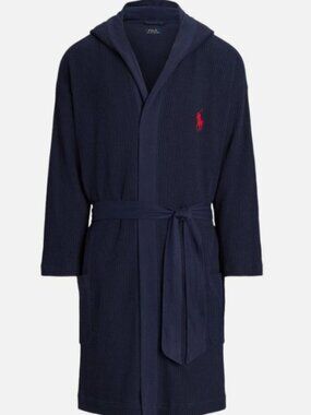 Polo Ralph Lauren Mens Thermal Hooded Robe CRUISE NAVYRL2000 RED POLO PL LXL